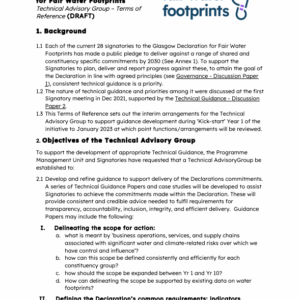 Delivering the Glasgow Declaration for Fair Water Footprints Technical Advisory Group – Terms of Reference